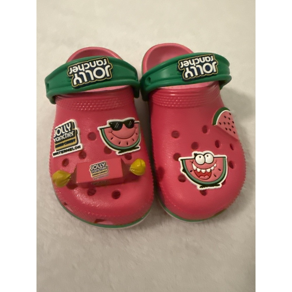 Crocs Jolly Rancher Limited Edition Pink Watermelon‎ Clogs Size 9C Kids Sandals